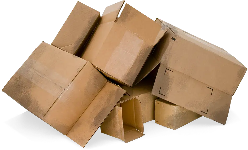 A pile of dirty cardboard boxes.