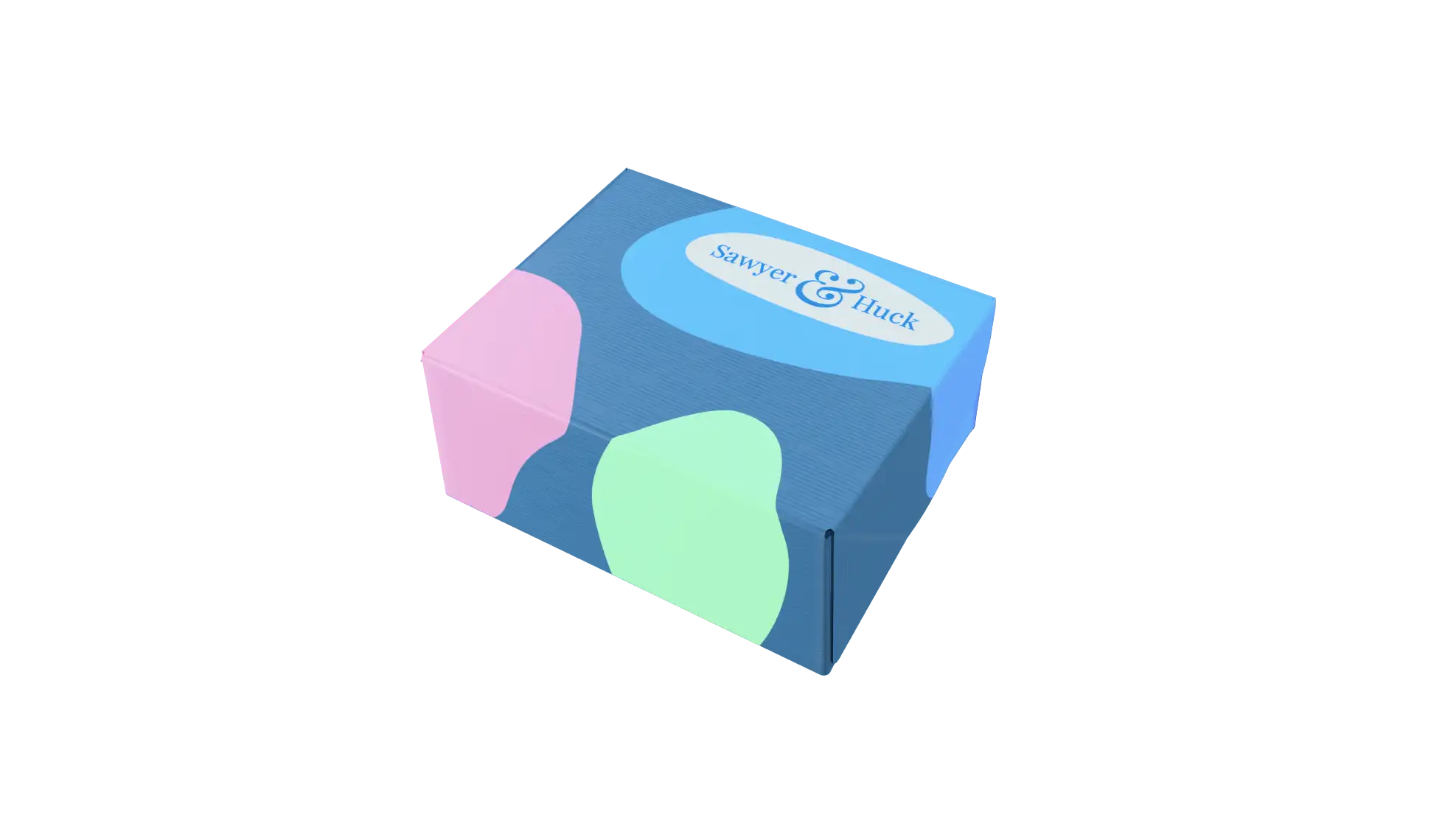 A blue box with edge-to-edge printing.
